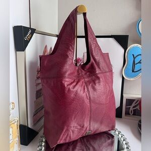 Remi & Emmy Soft  burgundy Leather Double Handle  shoulder Bag